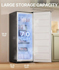 Your Go To Kitchen Game Changer 7 Cubic Foot Convertible Upright Freezer And Refrigerator In Silver with large storage capacity.