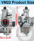 Carburetor With Air Filter Intake 26mm For 110cc 125cc 140cc Dirt Bikes Pit Bikes Lifan YX Zongshen XR50 CRF70 KLX BBR Apollo Thumpstar Braaap Atomic DHZ SSR And More showing size dimensions