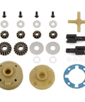 Components of B6.1 Gear Differential Kit for RC Cars Compatible With RC10B6 And B6 Family Models displayed on white backdrop