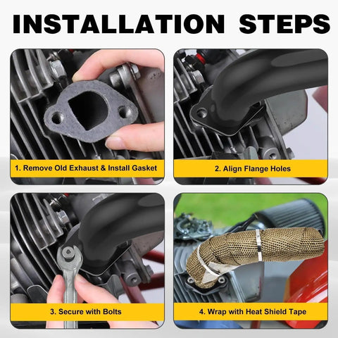 Installation steps for Exhaust Header Pipe Kit For Predator 212cc 224cc And GX160 GX200 Engines Coleman CT200U Mini Bike