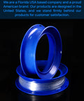 Blue 7 Inch Fishing YoYo Spooler for Line and Leader Storage with Hook Seat Design on dark background
