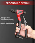 Hand holding 8 Inch Rivet Nut Tool Kit With 9 Metric And SAE Mandrels, 90 Rivnuts, One Hand Operation Built For Tight Spots