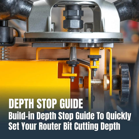 Close-up of depth stop guide on 12 Inch Dovetail Jig With Templates, Router Bits, And Guide Bushing For Half Blind And Through Dovetails