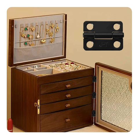Jewelry box using Sturdy Black Stainless Steel 1 Inch Cabinet Hinges Set of 10 Mini Folding Butt Hinges for Wood Doors Wooden Boxes.