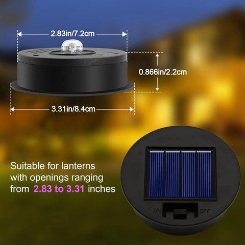6 Pack Solar Light Replacement Tops for Hanging Lanterns with 7 Lumen Lantern Lids for Garden Patio Decor