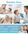 Clean Setup Oral Motor Vibration Kit With Seven Swappable Textured Silicone Heads For Mouth Muscle Tone And Sensory Relief Including Rechargeable Handle And Travel Case used with children in therapy.