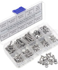 Top Shelf Three Zero Four Stainless Steel SixThirtyTwo Unc Phillips Pan Head Screw Hex Nut And Flat Washer Assortment Kit in a compartmentalized organizer.