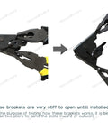 Heavy Duty Fold Down Hinges Built Tough Self Locking Leg Brackets Corner Supports For Folding Tables and Desk Extensions in Garages Kitchens or RV set of 2, shown being bent with pliers.