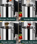 Massive Capacity 304 Stainless Steel Food Dispenser Airtight Kitchen Canister for Beans Coffee Rice Flour with storage for grains.