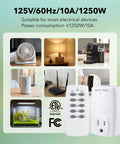 Wireless Remote Control Outlet Switch Kit With 5 Outlets And 2 Remotes, Plug-and-Play RF Light Switch For Home Appliances And LED Bulbs