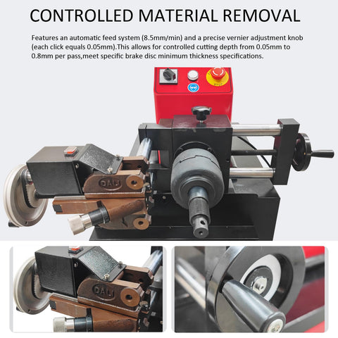 Pro Grade Brake Disc Lathe Machine With 0.002-0.005mm Precision For Resurfacing Warped Rotors Reducing Vibration And Squeal 38mm Spindle Safe 220V To 12V Power Heavy Duty Auto Shop Tool