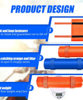 Product design of Four Pack Paddle Floats For Kayak Canoe And Paddleboard Keeps Your Paddles Afloat On The Water Blue And Orange Colors.