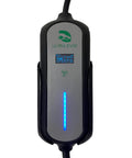Heavy Duty Electric Vehicle Charger With 25 Foot Cord J1772 Connector And Nema Adapters showing charging status display.