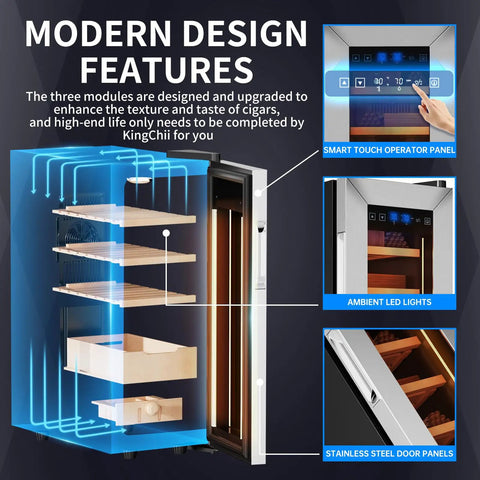 Beast 35L Temperature Humidity Control Cabinet With Humidification, Spanish cedar shelves, hygrometer, smart touch control panel