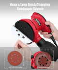 Heavy Duty Five Inch Random Orbital Sander Featuring Six Variable Speeds And A Badass 360 Watt Motor For Killer Wood Finishes Plus Low Vib Build With An Easy Dump Dust Bag For Quick Projects with loop sandpaper system