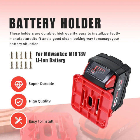 M18 18V Battery Holder Wall Mount 5 Pack Heavy Duty Storage Organizer With Lock for Li-ion Batteries