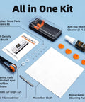 Ordilend All-in-One Eyeglasses Cleaning Kit with microfiber cloth, anti-fog spray, lens pads, nose pads, screws.