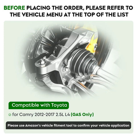 Two Front CV Axle Shafts For Toyota Camry 2.5L GAS 2012 2013 2016 2017 Left And Right Pair Replacement Drive Shaft With Durable Boots And High Torque Joints, front CV axle boot close-up