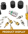 Garage Ready Air Conditioning Valve Core Kit For R12 And R134A with high and low pressure service ports, black covers