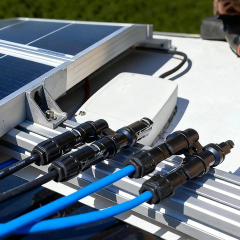 One Pair Solar Branch Y Connector For Parallel Connection Between Solar Panels FMM MFF MC4 Branch Connector on rooftop