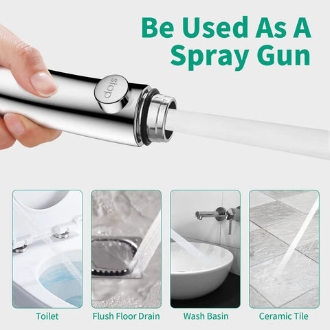 High Pressure RV Shower Head With Handy Detachable Hose And On Off Stop Button, Three Modes, used as spray gun