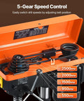 5-Gear speed control of 10 Inch Benchtop Drill Press With 6.2A Induction Motor and multi-speed settings for wood and metal projects