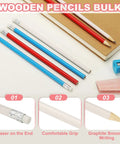 Round Wooden Pencils Bulk Pack Of 12 HB Graphite Pencils With Erasers For Office, School And Studio Use, Smooth Writing