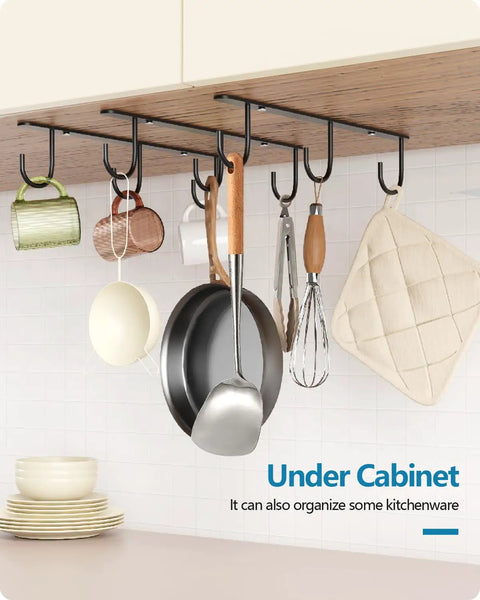 Under Cabinet Mug Hooks Set, 3 Pack With 9 Hooks, Easy Cup Hanger For Displaying Coffee Mugs, Cups And Kitchen Utensils.
