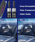 Two Pack Windshield Repair Kit With Suction Cup And Curing Light Auto Glass Repair Tool Using Nano Resin For Chips And Cracks Premium Vacuum Seal System For Windscreens Easy Do It Yourself Glass Fix in front of before and after auto glass repair image.