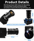 5-50mm 10X USB Zoom Camera with 12MP Sensor 1080P 120FPS, product dimensions, and CS Mount Lens details displayed
