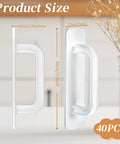 40 Piece White Peel And Stick Cabinet Handles Set With Double Sided Adhesive Strips Self Adhesive ABS Plastic Door Pulls Size Illustration