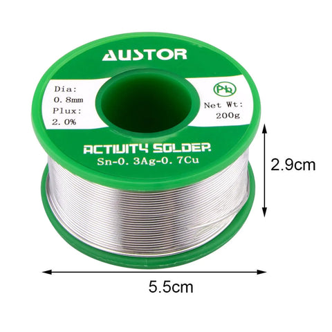 0.8mm Lead Free Solder Wire With Rosin Core 200g Spool For Electronics DIY Projects Sn Ag Cu Alloy Flux 2 Percent