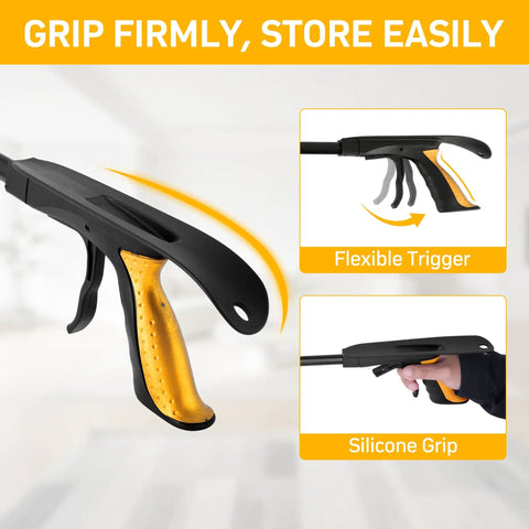32 Inch Folding Reacher Grabber Tool With Shoehorn, 360 Degree Rotating Head, Magnetic Pick Up, Long Reach For Seniors, Arthritis Friendly Assist Tool, Easy On And Off Shoes, Durable Lightweight Aid No Bending Required