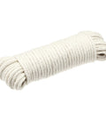 Natural Cotton Braided Rope With Synthetic Core, Low Stretch, All Purpose Indoor And Outdoor Use, 3 16 Inch By 50 Foot, Off White coiled view