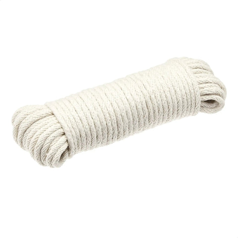 Natural Cotton Braided Rope With Synthetic Core, Low Stretch, All Purpose Indoor And Outdoor Use, 3 16 Inch By 50 Foot, Off White coiled view