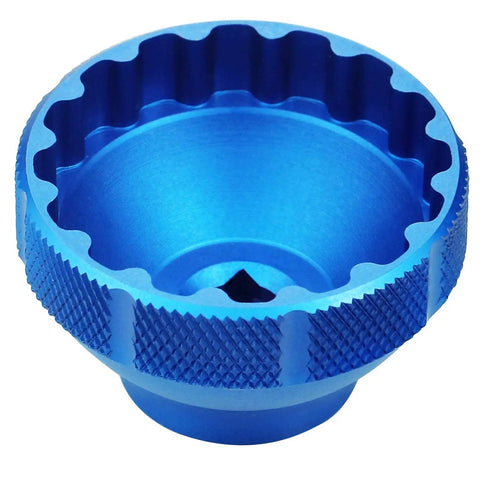 Beast 16 Notch Bottom Bracket Tool For 44mm Outer Bearing, Aluminum CNC Machined Blue, showing knurled grip design.