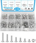 240 Piece Stainless Steel Phillips Pan Head Machine Screws Nuts And Washers Set With Coarse Fully Machine Threads Includes Size Six