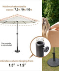 Weighted Patio Umbrella Base 23lbs Heavy Duty Outdoor Umbrella Stand with HDPE and concrete, fits 1.5-1.9 inch poles.
