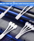 Industrial 8-pin to 16-pin PCIe power cables set with white braided sleeving and welded terminals
