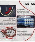 Hot New Electrician Wire Tugger With 90 Degree Bends, Smart Pulling Tool For Running Cables Through Walls Fast, detail of spring-loaded cable and battery.