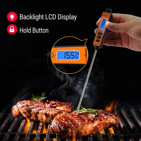 2-In-1 Infrared Thermometer Gun With Laser And Meat Thermometer Digital, Long Probe Food Thermometer measuring steak