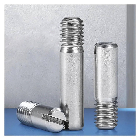 Stainless Steel Slotted Cylindrical Pin Dowel Set, 5 Pcs, Threaded Male Locating Pins M2 To M8, 14mm Diameter, 5 To 50mm Length, 304 Grade
