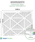 16x20x1 MERV 8 Pleated Air Filter with measurements and white cardboard frame for HVAC AC and furnace.