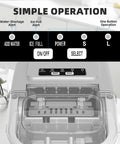 No Sweat Countertop Ice Maker With Rapid Six Minute Freezing And Daily Twenty Six Pound Output control panel showing operation buttons.