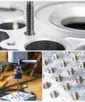 Heavy Duty Spiral Point Thread Taps 4 Pack Metric M2 X 0.4 H2 Accuracy TICN Coated Square Shank in use on metal part