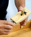 Carpenter using Woodworking Marking Gauge 4.75 Inch 120mm Adjustable Kebiki Japanese Scribe for parallel lines on wood