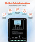 MPPT hybrid controller for 12V 600W Solar Wind Power Kit with safety features and display screen