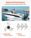 Beefed-Up Aluminum Corrosion-Resistant Outboard Propeller For Yamaha 60-130 HP, showcasing three-blade design and dimensions.