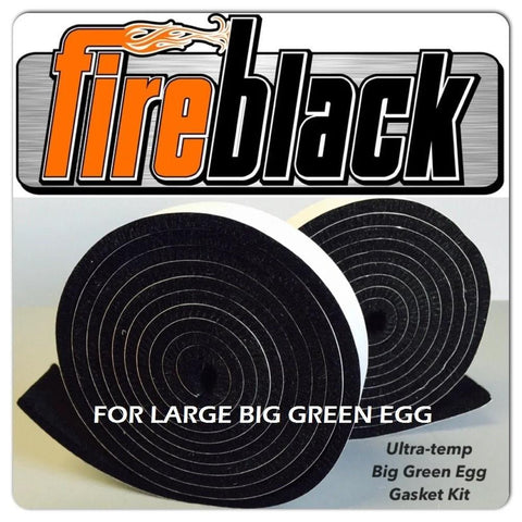 FireBlack ultra-temp gasket kit for Large Big Green Egg; two black Nomex self-adhesive gasket rolls