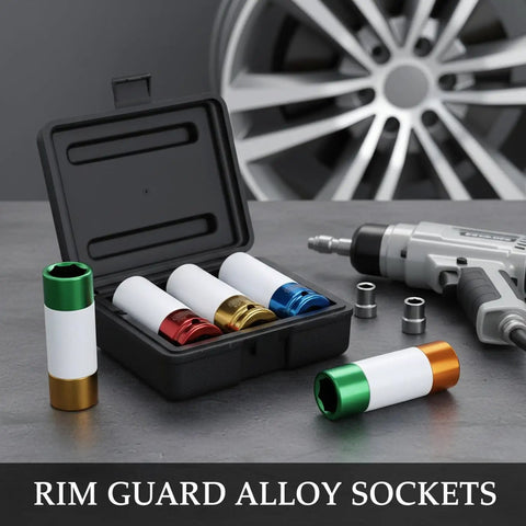 Heavy Duty Impact Socket Set With Protective Coating To Prevent Scratches On Alloy Rims During Wheel Maintenance, 5-piece sockets in case
